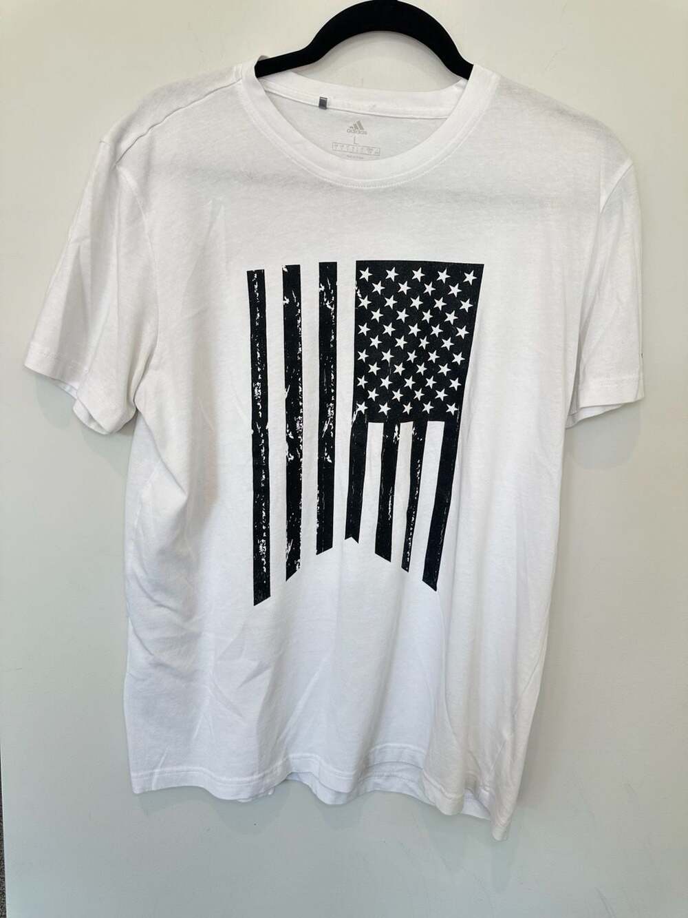 Adidas White American Flag Graphic T-Shirt Size L
